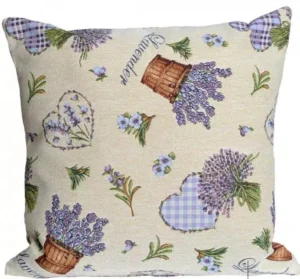 Pagalvės užvalkalas Levandų puokštė ir širdelės, Cushion Cover Lavender Bouquet And Hearts