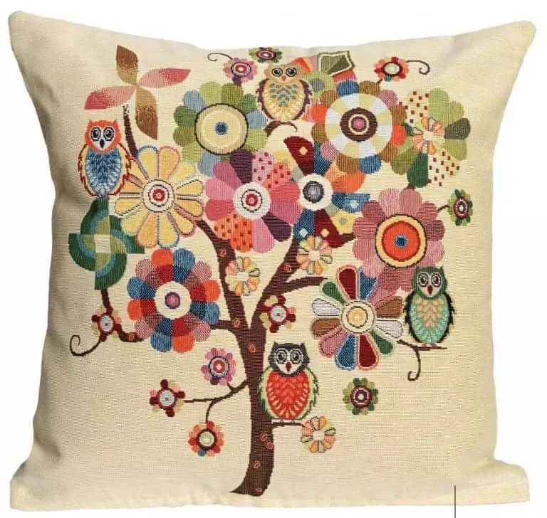 Pagalvės užvalkalas Pelėdų medis, Owl tree cushion cover