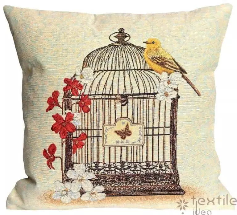 Pagalvės užvalkalas Paukštis ir narvelis, Bird and the cage cushion cover