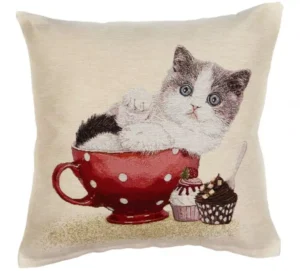 Pagalvės užvalkalas Katinėlis puodelyje, Cushion Cover Kitten In The Cup