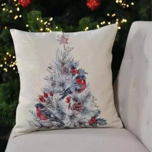 Kalėdinis pagalvėlės užvalkalas Sniegena ir eglutė
