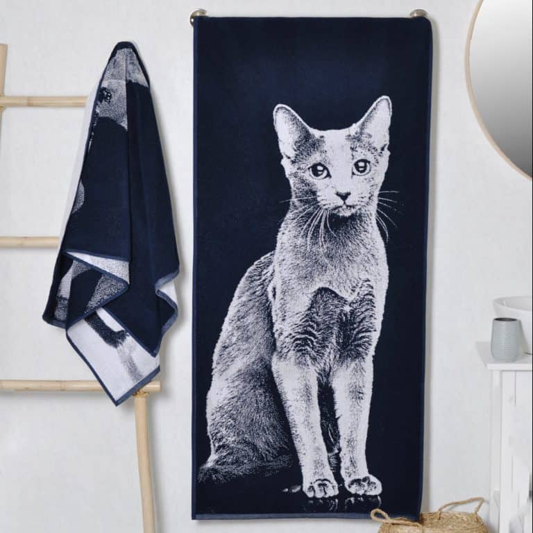 Medvilninis vonios rankšluostis Rusų mėlynoji katė, Cotton Towel Russian Blue Cat