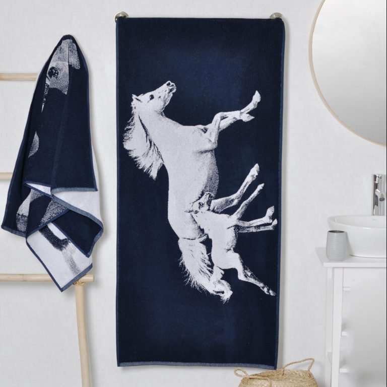 Medvilninis vonios rankšluostis Žirgai, Cotton Towel Horses
