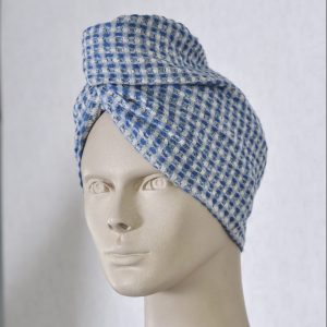 Vaflinis mėlynos spalvos galvos rankšluostis
