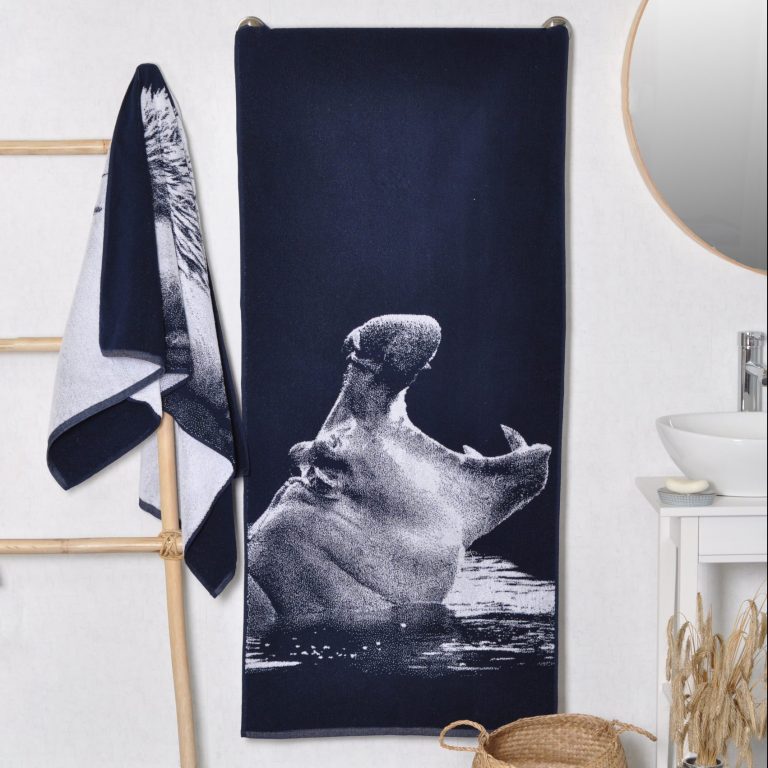Medvilninis vonios rankšluostis Begemotas, Cotton Towel Hippopotamus