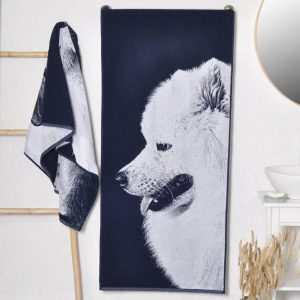 Medvilninis rankšluostis Samojedo žvilgsnis, Cotton Towel Samoyed Dog, Cotton Towel Samoyed's look