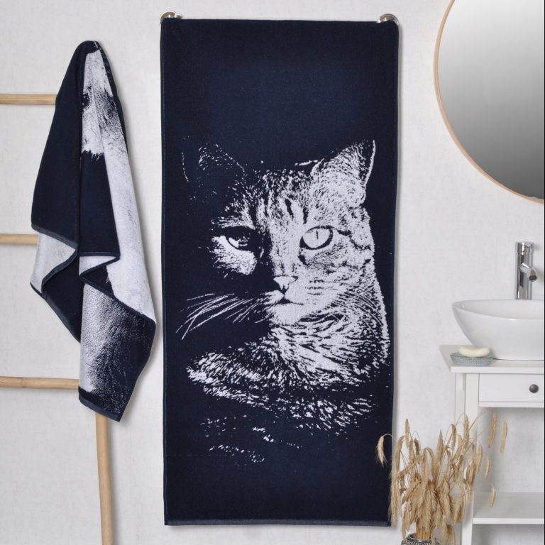Medvilninis vonios rankšluostis Paslaptingas katinas, Cotton Bath Towel Mysterious Cat