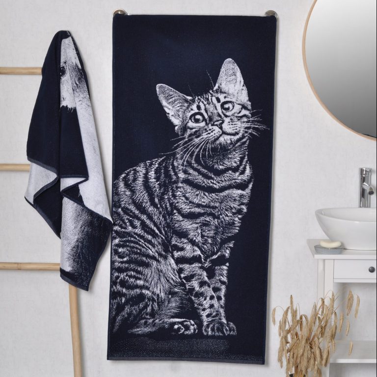 Medvilninis vonios rankšluostis Rainas katinas, Cotton Towel Striped Cat, tabby cat