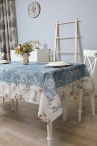 cotton tablecloth, floral tablechloth, medvilniė staltiesė, staltiesė su laumžirgiais, staltiesė , Medvilninė staltiesė laumžirgiai, mėlyna staltiesė, staltiesė su gėlėmis, šventinė staltiesė,dovana mamai, dovana moteriai.