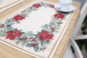 Kalėdinė Stalo servetelė Žiemos Girlianda, gobelinis stalo takelis, stalo dekoras, kaledinis stalo dekoras, sventinis stalo dekoras