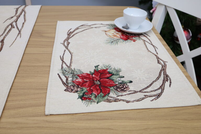 Kalėdinė Stalo servetelė Žiemos Girlianda, gobelinis stalo takelis, stalo dekoras, kaledinis stalo dekoras, sventinis stalo dekoras