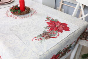 Kalėdinė Stalo servetele Sidabrinės Šventės, gobelinis stalo takelis, stalo dekoras, kaledinis stalo dekoras, sventinis stalo dekoras