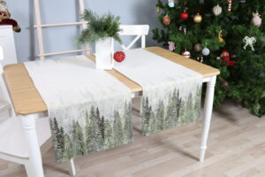 Kalėdinis Stalo takelis Miškas, gobelinis stalo takelis, stalo dekoras, kaledinis stalo dekoras, sventinis stalo dekoras