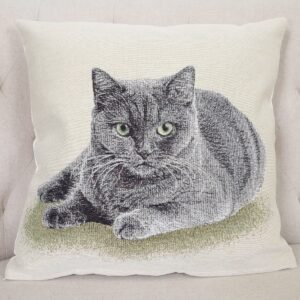 Vienpusis pagalvės užvalkalas Rusų mėlynoji, Cushion cover Russian blue cat