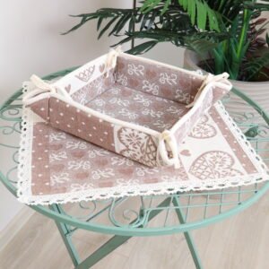 Duoninė rudos širdelės, namų valgamojo dekoras, Bread basket Brown hearts, home dining room decor