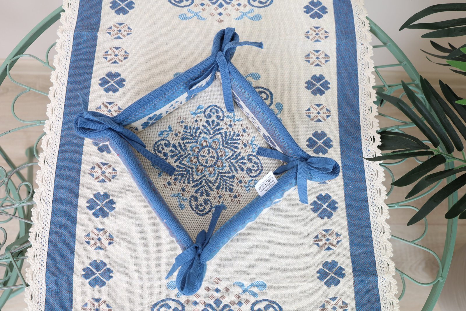 Duoninė mėlynos snaigės, namų valgamojo dekoras, Bread basket Blue snowflakes, home dining decor