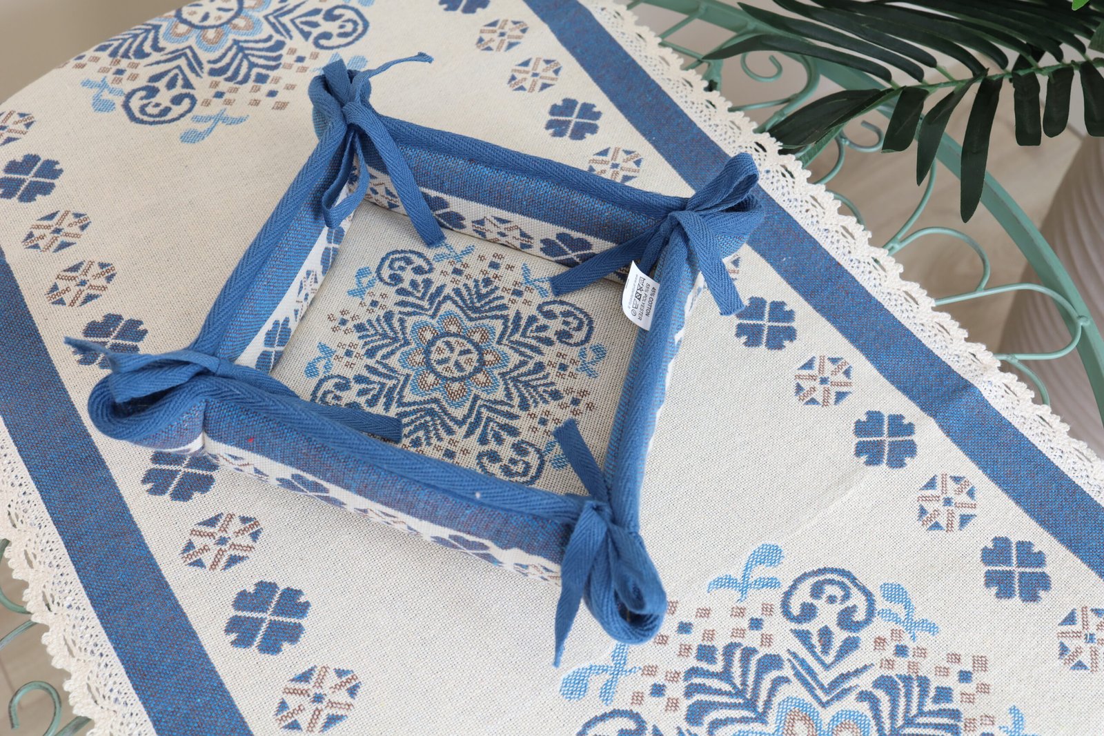 Duoninė mėlynos snaigės, namų valgamojo dekoras, Bread basket Blue snowflakes, home dining decor