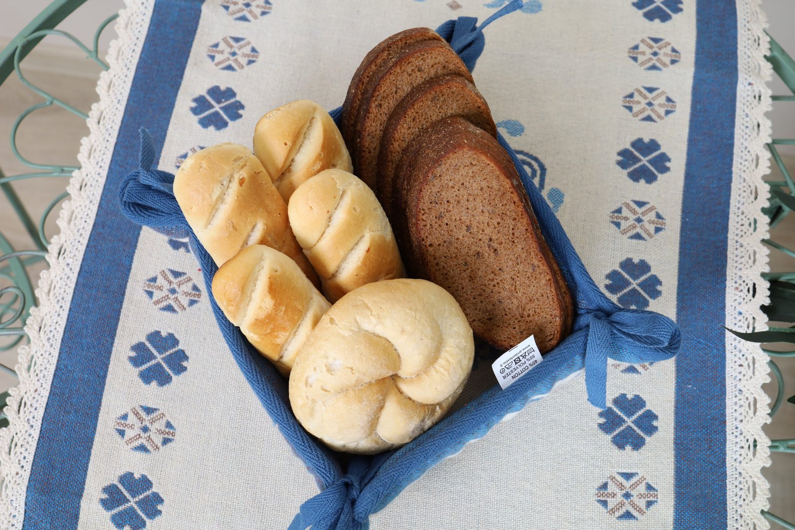 Duoninė mėlynos snaigės, namų valgamojo dekoras, Bread basket Blue snowflakes, home dining decor