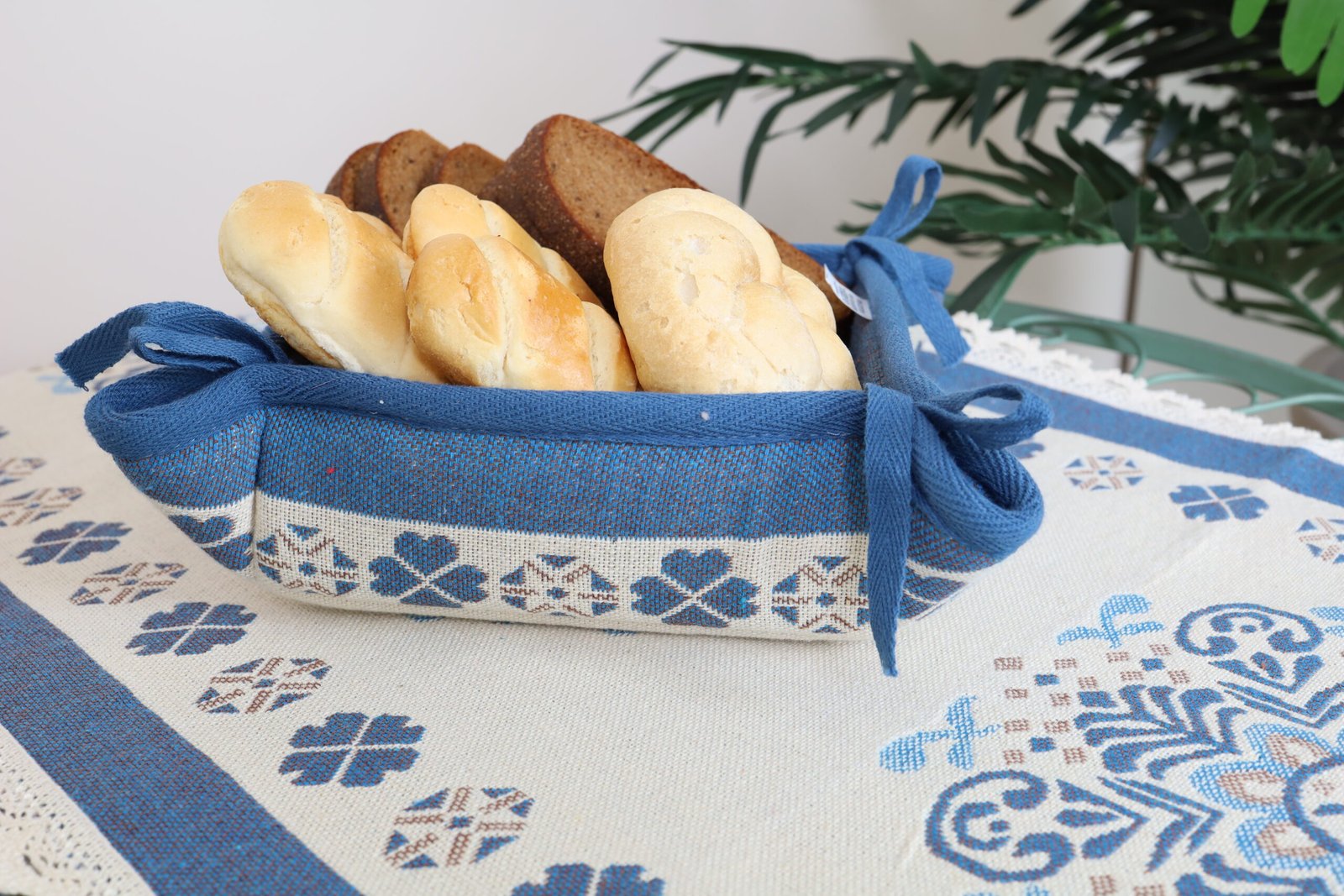 Duoninė mėlynos snaigės, namų valgamojo dekoras, Bread basket Blue snowflakes, home dining decor