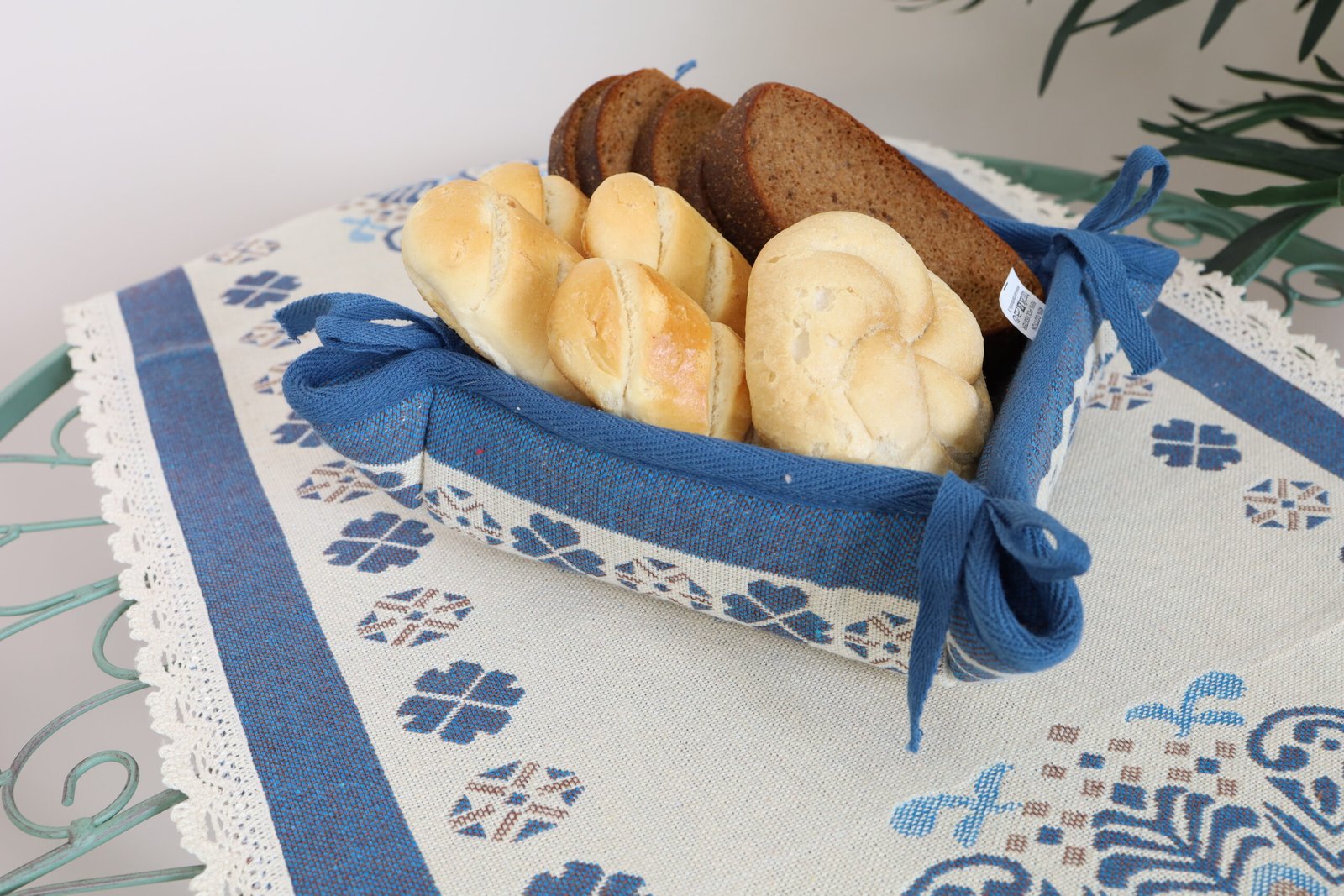 Duoninė mėlynos snaigės, namų valgamojo dekoras, Bread basket Blue snowflakes, home dining decor