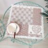 Medvilninė servetėlė Rudos širdelės, namų stalo dekoras, Cotton table placemat Brown hearts, home dining table decor