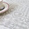 Medvilninė servetėlė pilkos širdelės, namų stalo dekoras, Cotton table placemat Grey hearts, home dining table decor