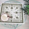 Medvilninė servetėlė žalios tulpės, namų stalo dekoras, Cotton table placemat Green Tulips, home dining table decor