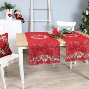 Red Christmas Table Track Poinsettia Wreath