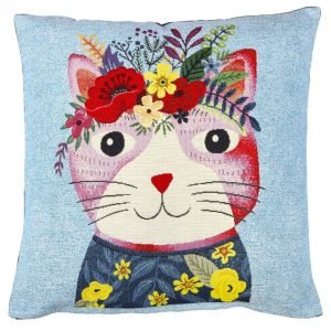 Blue cushion cover Cat