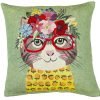 Green cushion cover Cat