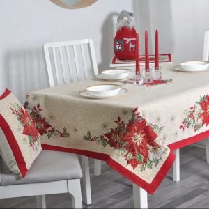 Christmas table Red Poinsettia
