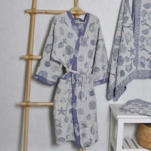 Line bathrobe Blue Shells