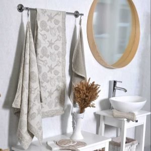 Set of Boiled linen towels with Shells
