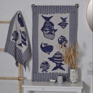 Line towel Blue Fish