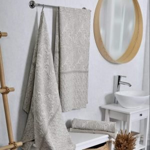 Line towel Grey Flowers