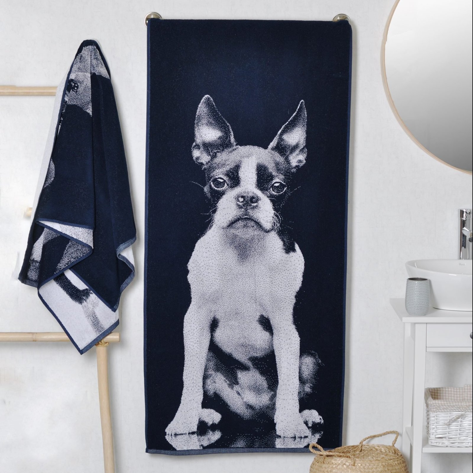 Cotton towel Boston Terrier
