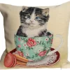 Cushion cover Kitten in a cup