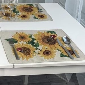 Stalo servetele Saulegrazos, Table placemat Sunflowers, home dining room decor