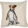 Cushion cover Russell Terrier with a leash