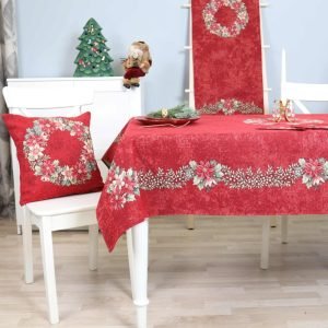 Red Christmas table Poinsettia Wreath