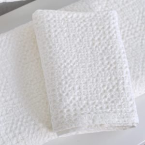 White waffle linen towel