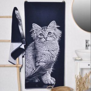 Cotton bath towel Siberian Cat