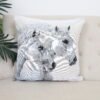 Double-sided cushion cover Two white horses