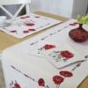 Table runner Poppies and lavenders, home dining table decor