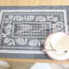 Stalo servetėlė Ramunėlės (pilka), Grey table placemat Chamomile, home dining room decor