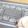 Stalo servetėlė Ramunėlės (pilka), Grey table placemat Chamomile, home dining room decor