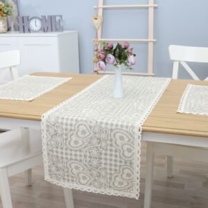 Table runner Grey hearts